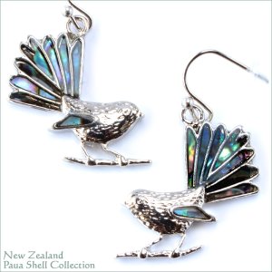 画像1: バードモチーフ ニュージーランドの鳥 ファンテイルモチーフ ピアス