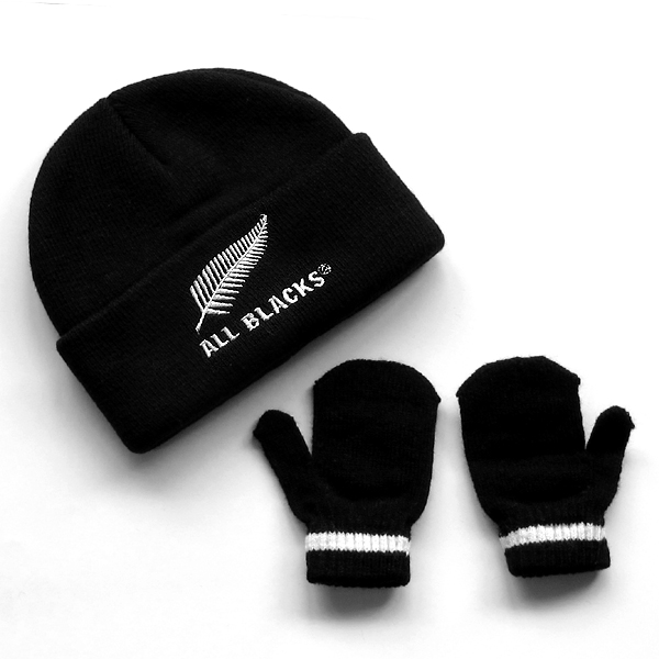 オールブラックス・ベビーニット帽と手袋のセット